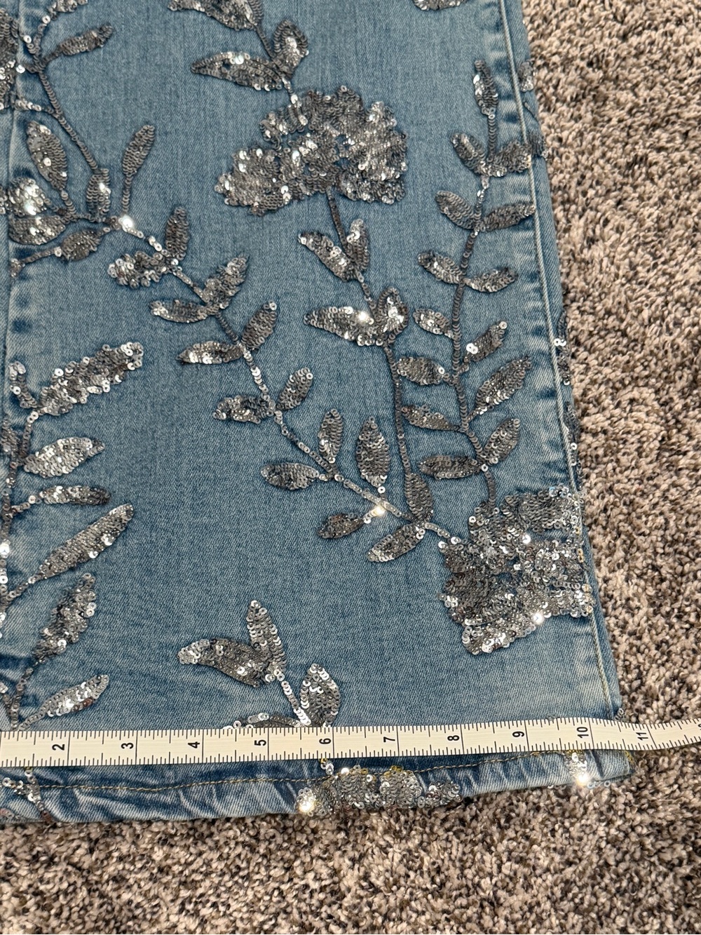 Boston Proper Sequin Embellished Blue Women’s Jeans - Picture 4 of 9